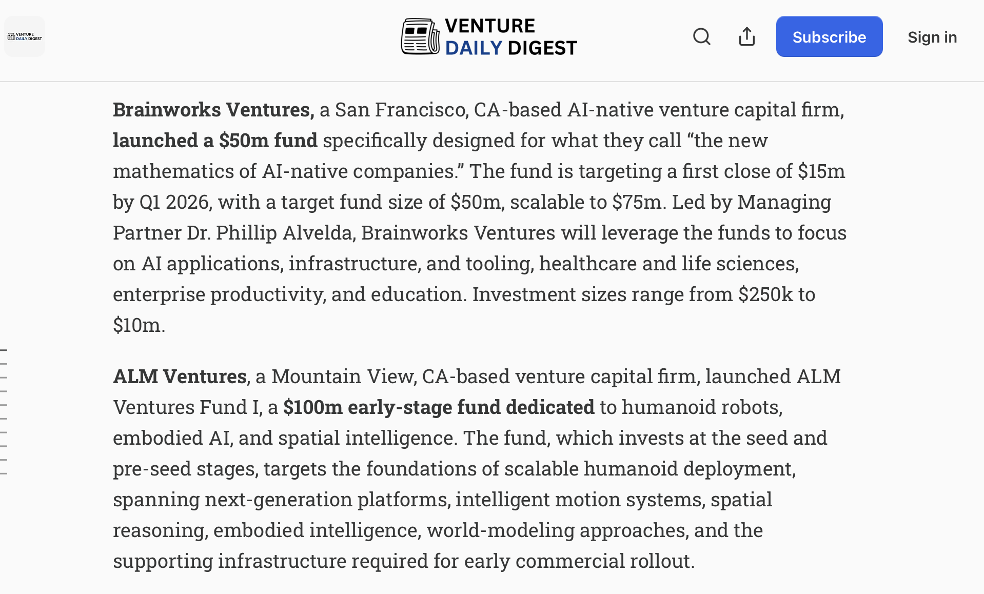 Venture Daily Digest